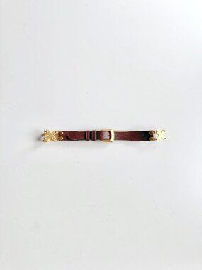 Vintage KUDOS Brown Leather Gold Triple X Link Metal Belt, Size 70/28